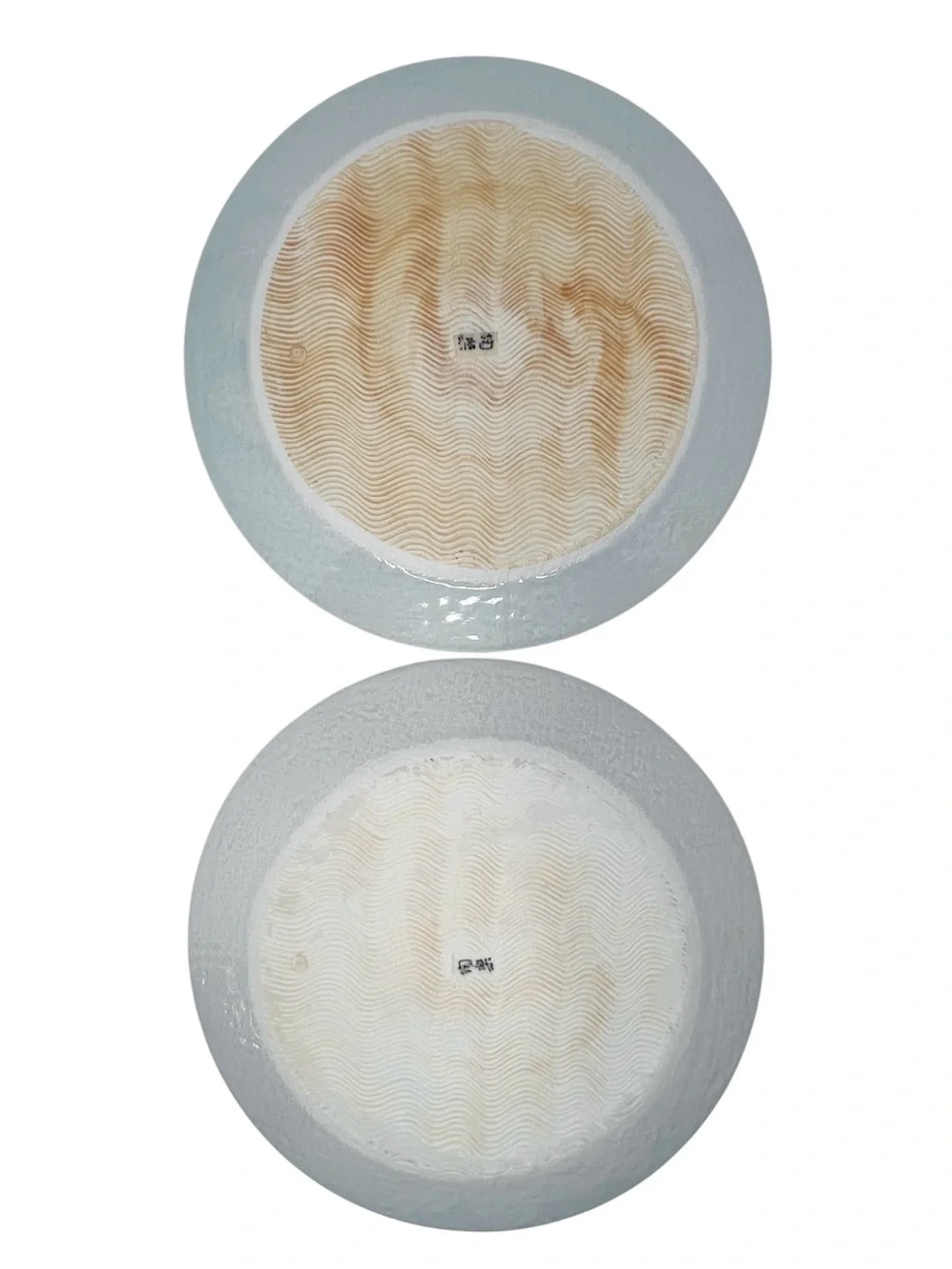 Mingei by Fitz & Floyd Set of Two Stoneware Dinner Plates Blue Tokusa 1970s EUC